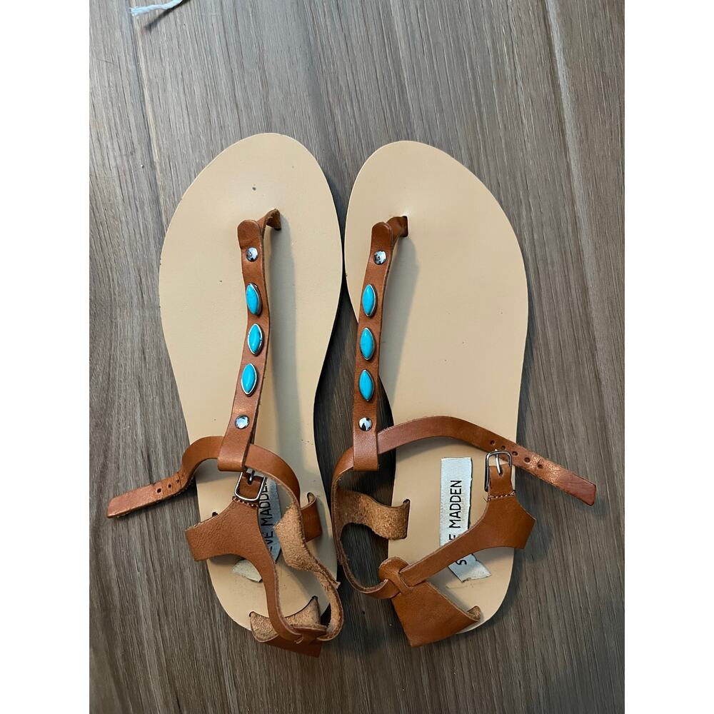 Steve Madden Brown Sandals with Teal Accents – Size 39
